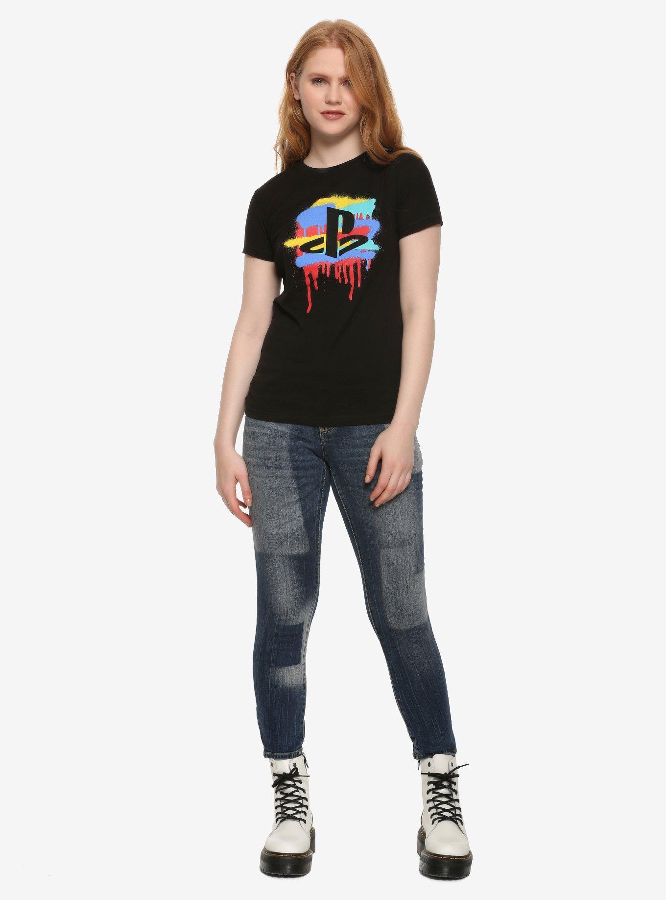 PlayStation Spray Paint Logo Girls T-Shirt, MULTI, alternate