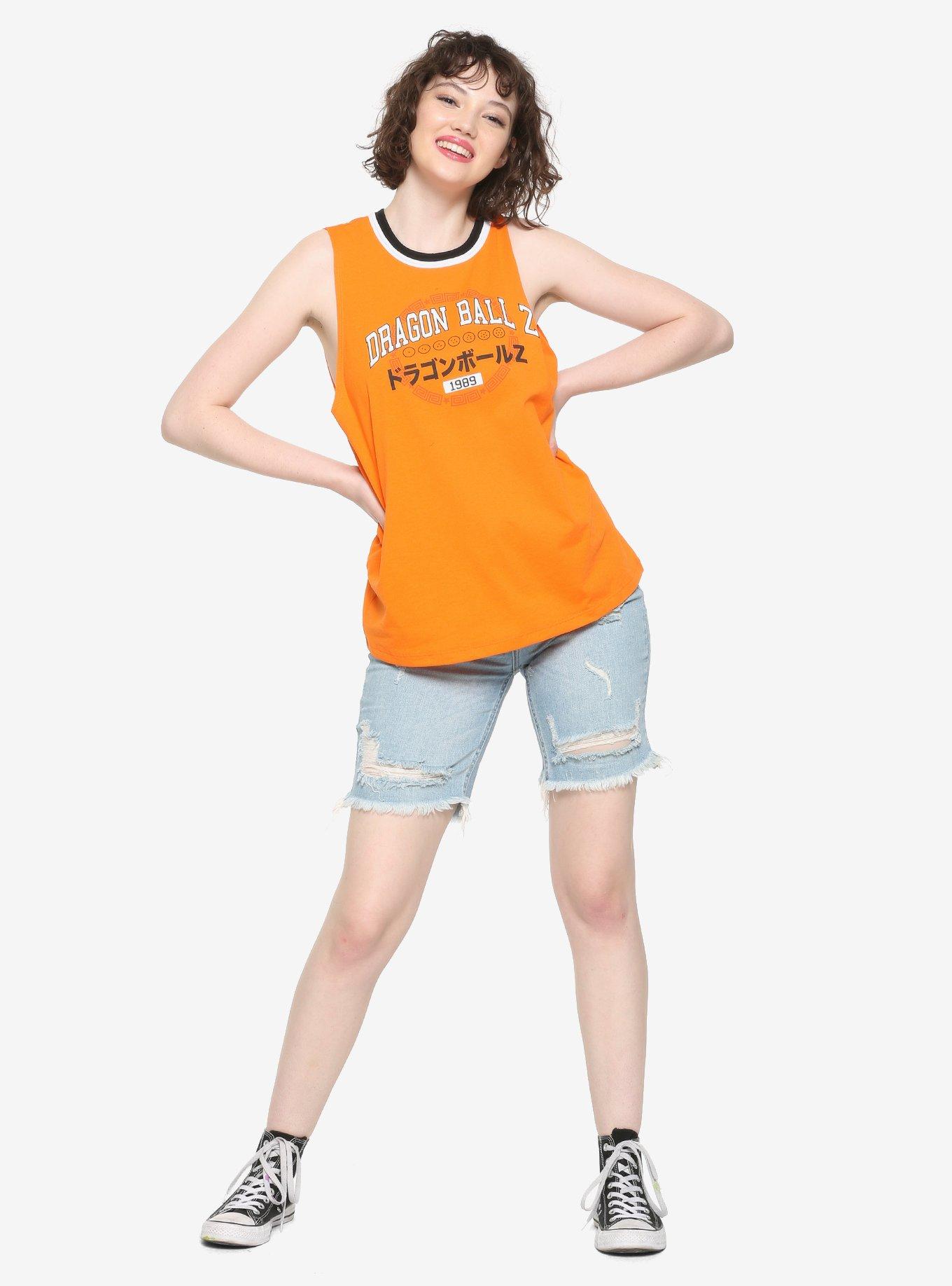 Dragon Ball Z Orange Girls Double Ringer Tank Top, , alternate