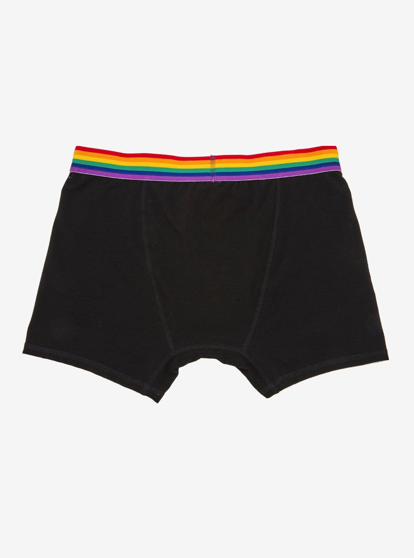 Rainbow Stripe Waistband Boxer Briefs, BLACK, alternate