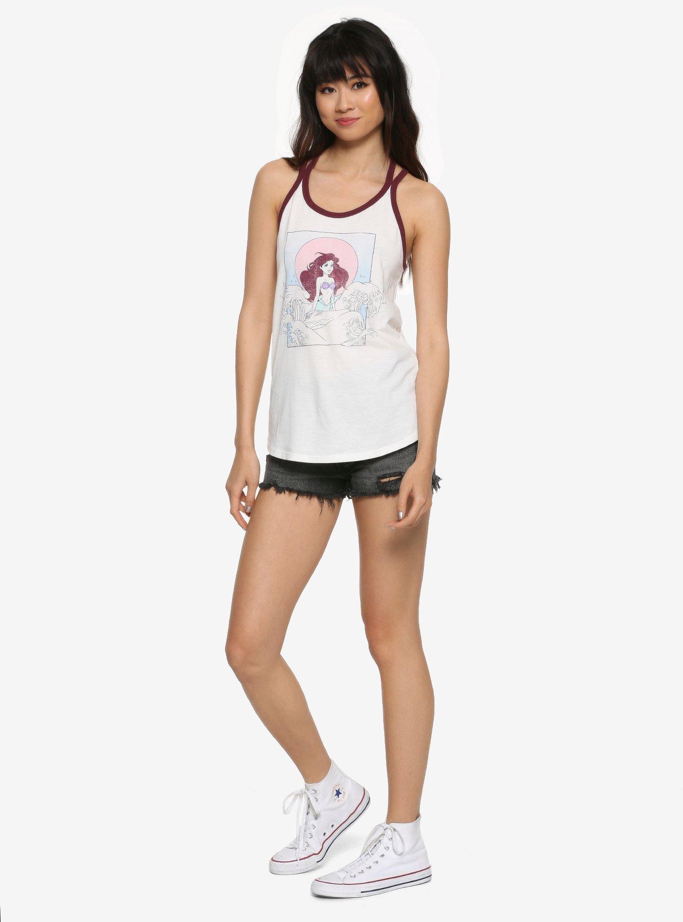 Disney The Little Mermaid Distressed Waves Girls Tank Top, MULTI, alternate