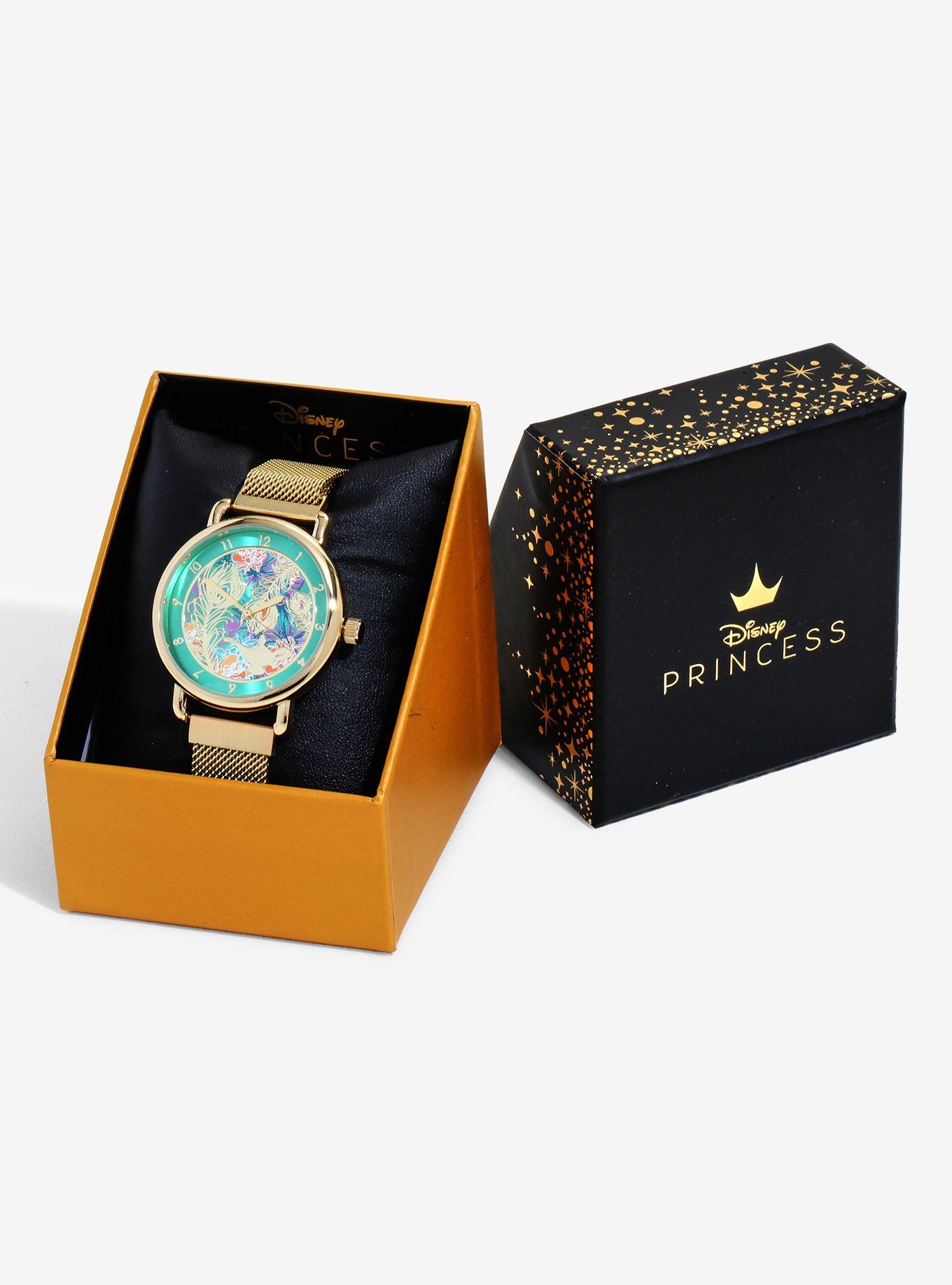Disney Aladdin Peacock Feather Gold Mesh Watch - BoxLunch Exclusive, , alternate