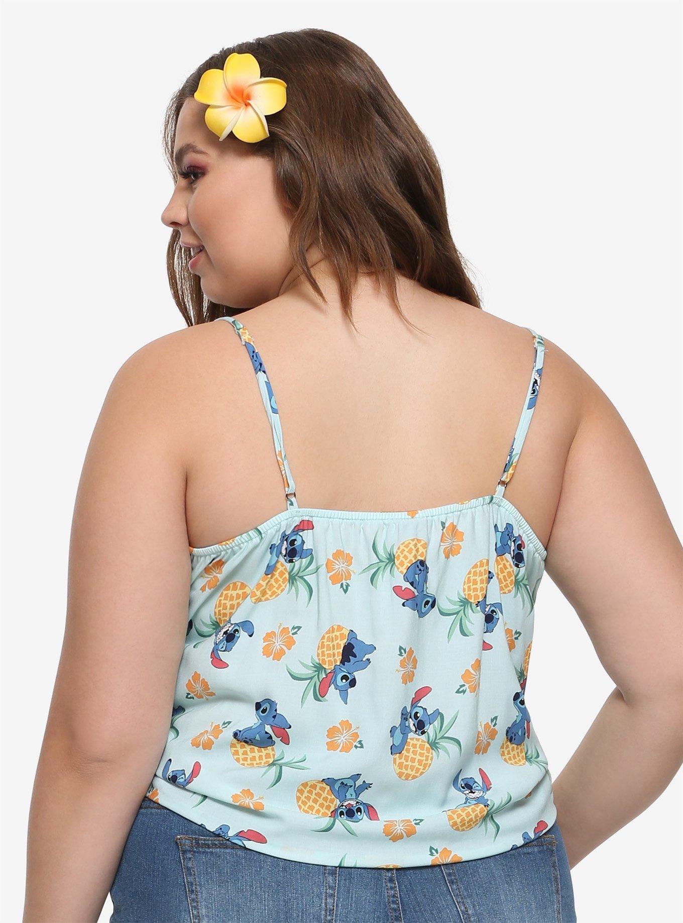 Disney Lilo & Stitch Pineapple & Hibiscus Girls Tie-Front Woven Button-Up Plus Size, MULTI, alternate