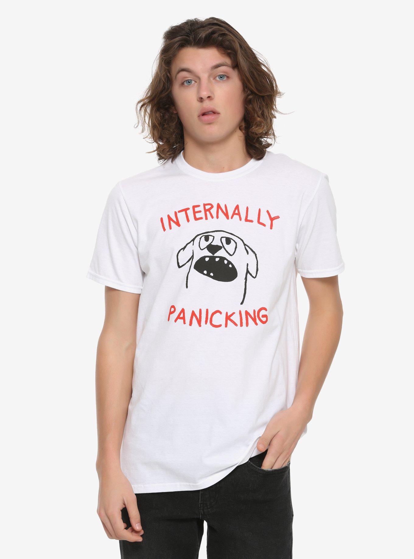 Internally Panicking T-Shirt By Fox Shiver, WHITE, alternate