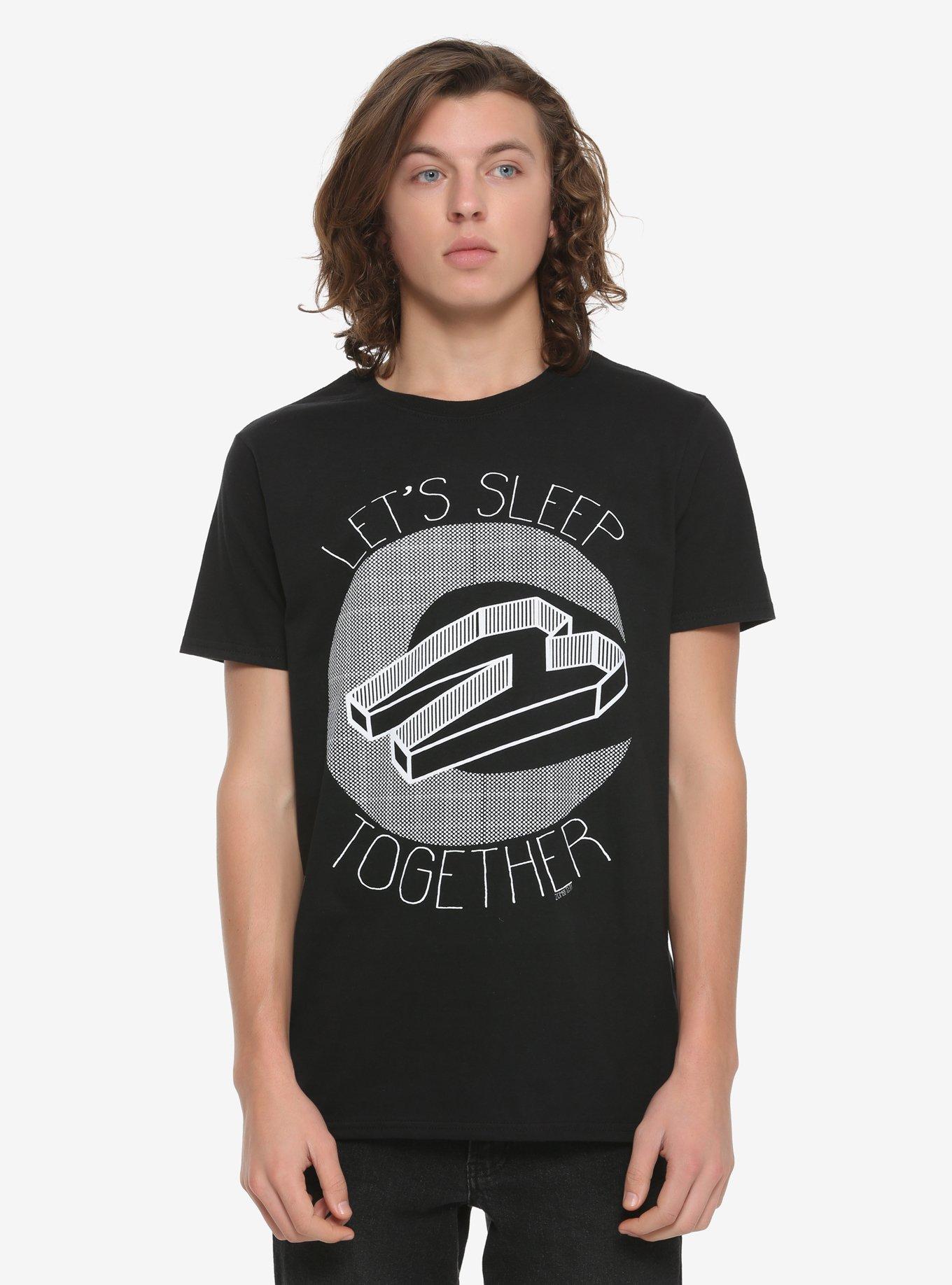 Sleep Together In Double Coffins T-Shirt By Zombieteeth, WHITE, alternate