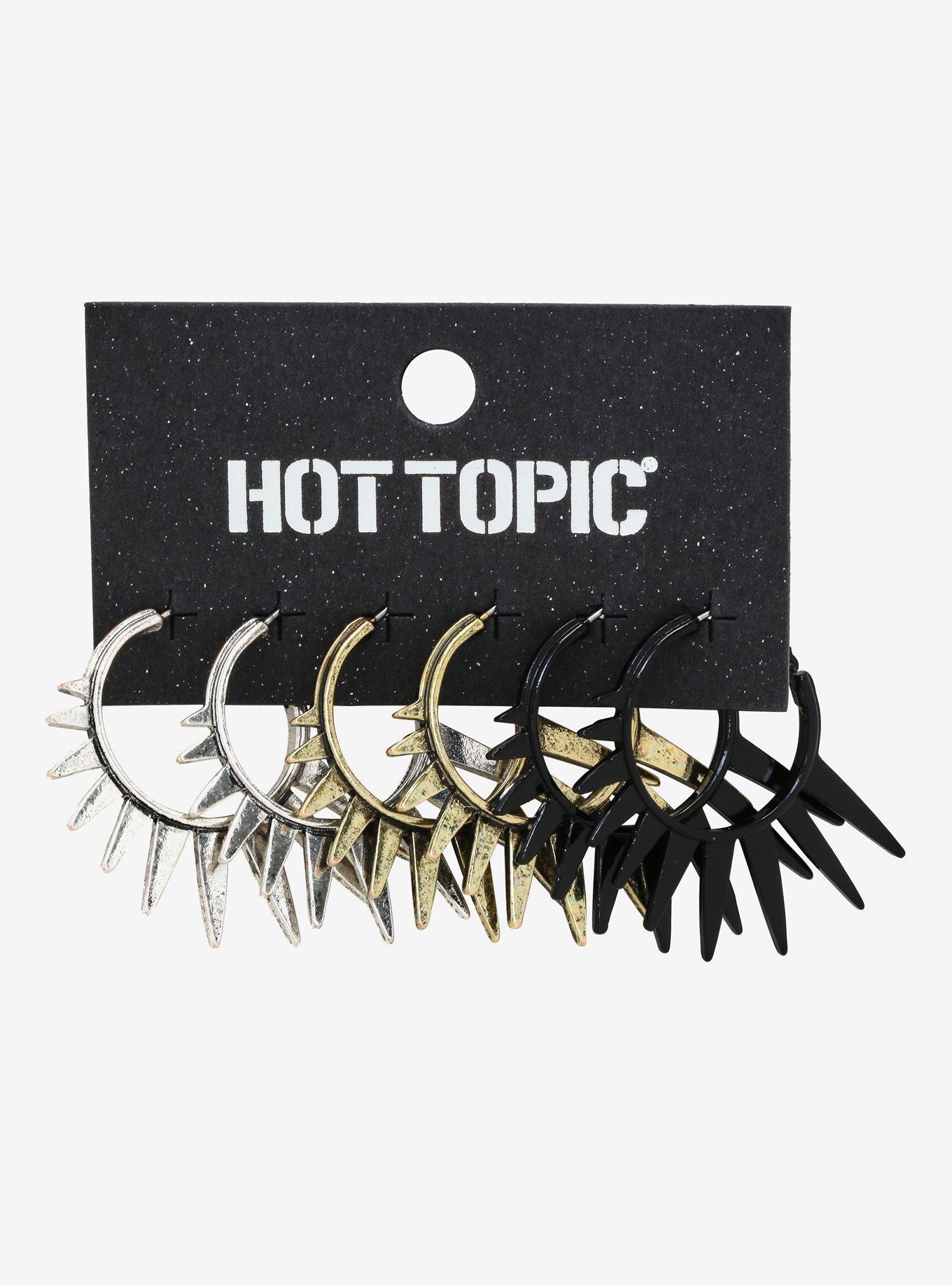 Spiked Hoop Earring Set, , alternate