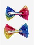 Metallic Rainbow Bow Tie Barrettes Set, , alternate