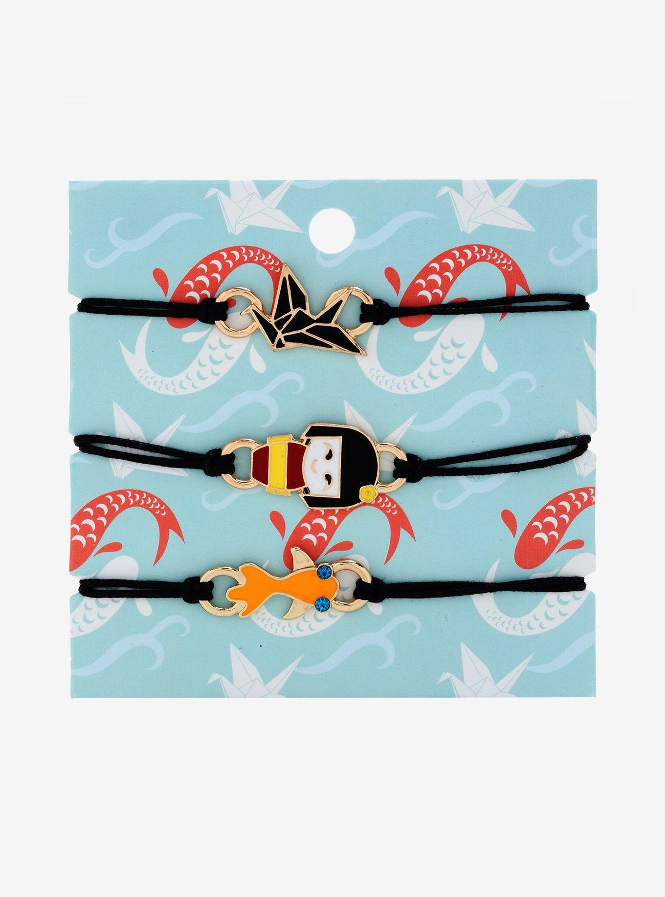 Koi, Geisha & Origami Corded Bracelet Set, , alternate