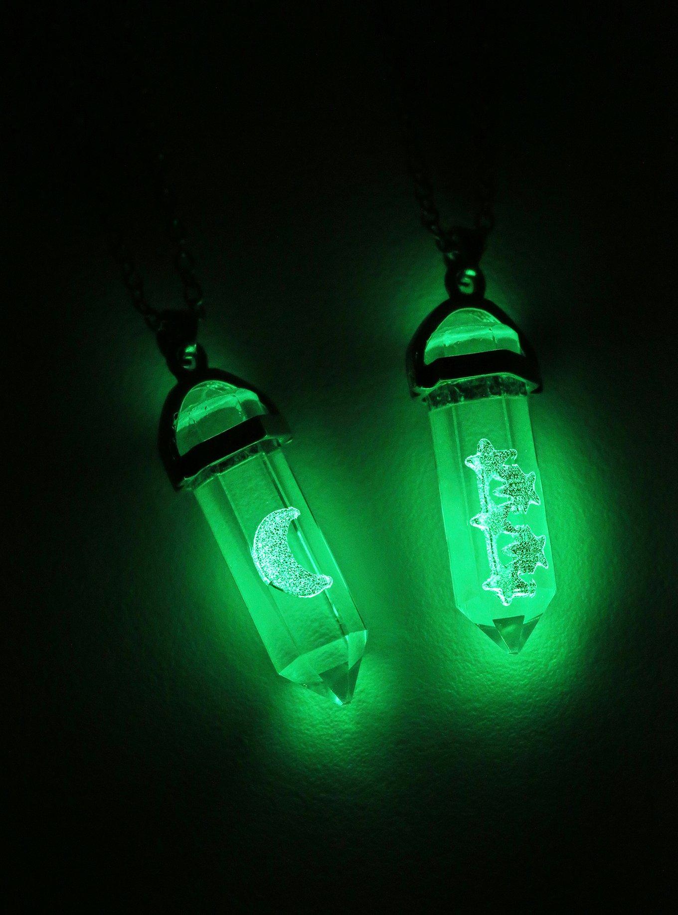 Glow-In-The-Dark Moon and Star Crystal Necklace Set - BoxLunch Exclusive, , alternate