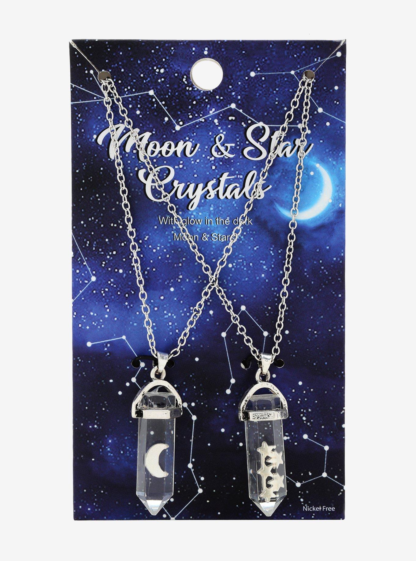 Glow-In-The-Dark Moon and Star Crystal Necklace Set - BoxLunch Exclusive, , alternate