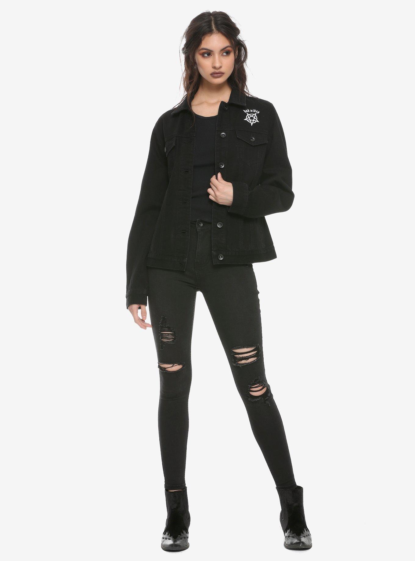 Bad Vibes Girls Denim Jacket, , alternate