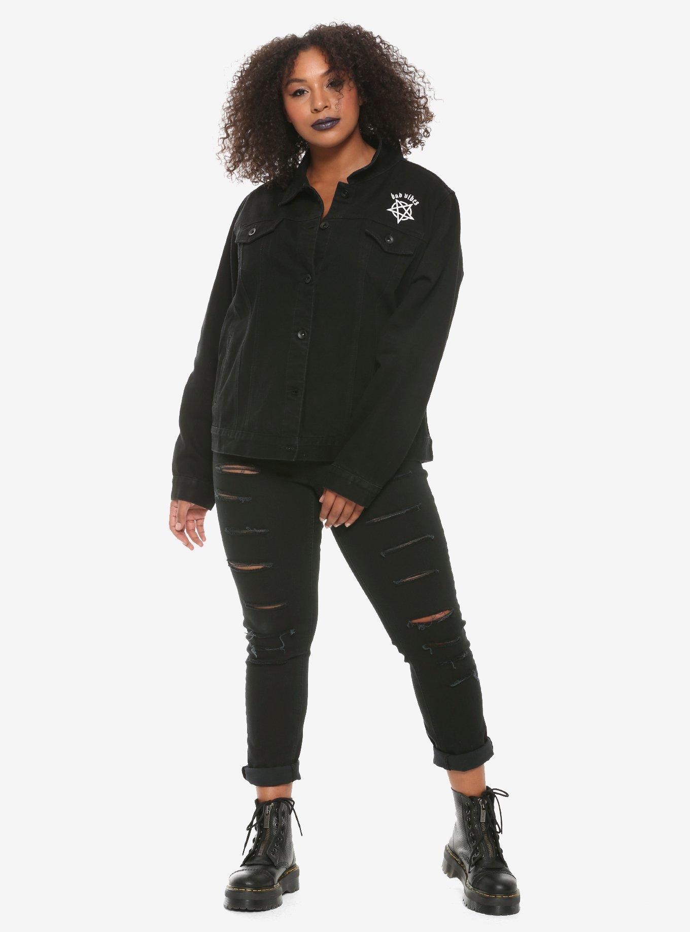 Bad Vibes Girls Denim Jacket Plus Size, , alternate