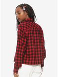 Buffalo Check Girls Crop Flannel Top, BLACK  RED, alternate