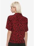 Red Cheetah Print Girls Button-Up, , alternate