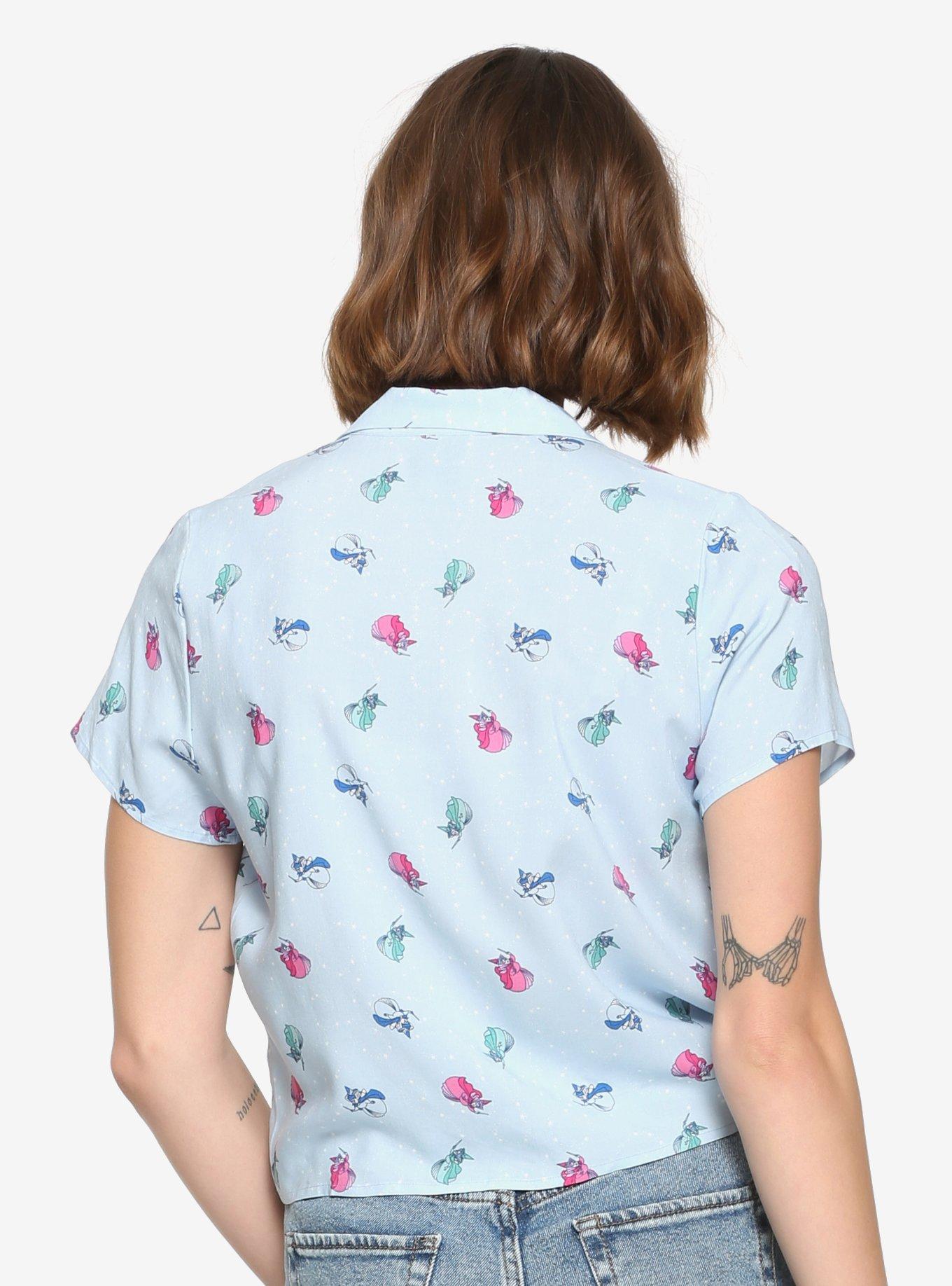 Disney Sleeping Beauty Fairy Godmothers Women's Tie-Front Woven Top - BoxLunch Exclusive, , alternate