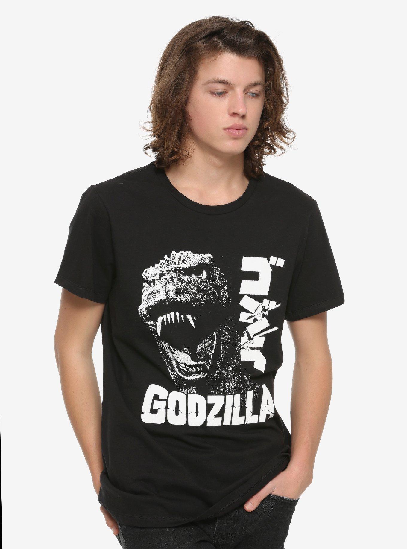 Godzilla Roaring Black & White T-Shirt, WHITE, alternate