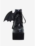 Black Bat Wing Platform Booties, BLACK, alternate