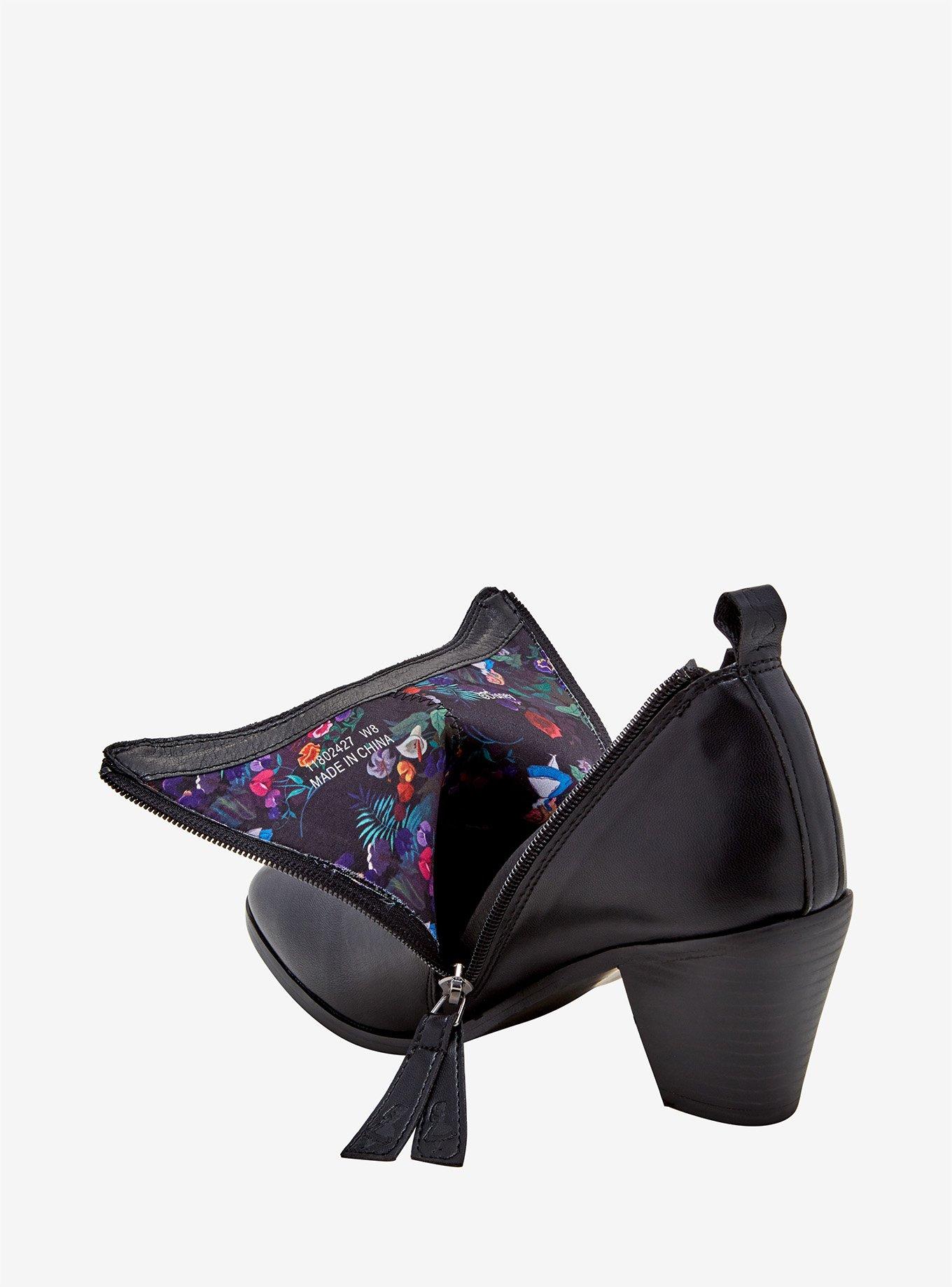 Disney Alice In Wonderland Flowers Heeled Booties, BLACK, alternate