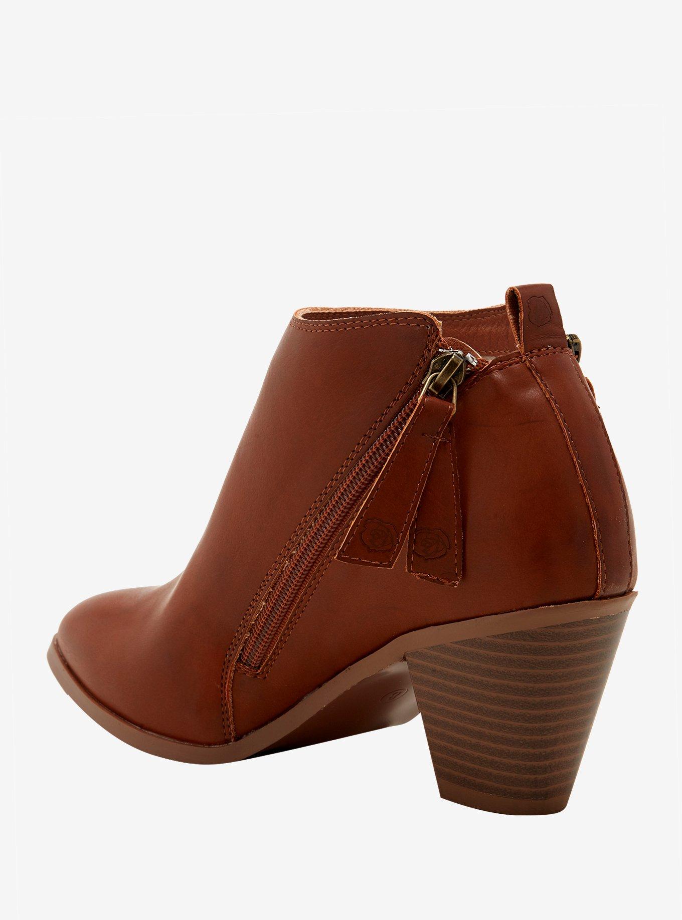 Disney Beauty And The Beast Roses Heeled Booties, BROWN, alternate