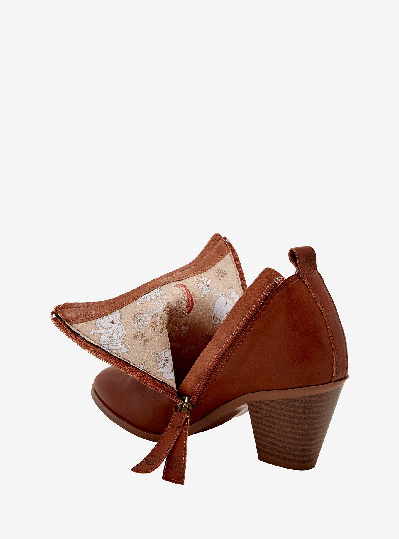Disney Beauty And The Beast Roses Heeled Booties, BROWN, alternate