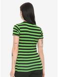 Alien Black & Green Striped Girls T-Shirt, , alternate