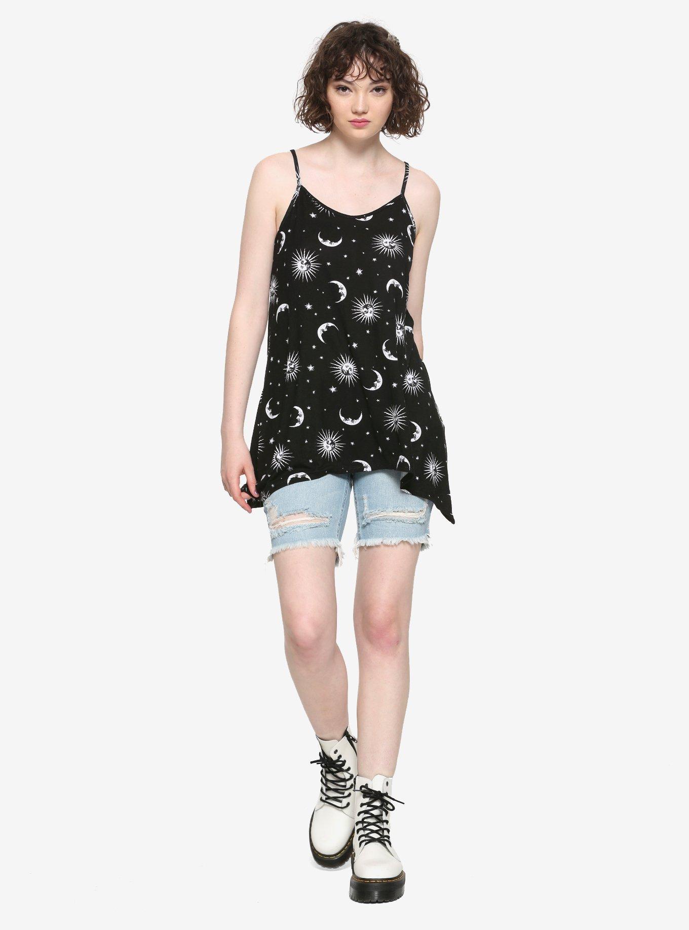 Sun Moon & Stars Crossed Straps Girls Tank Top, , alternate