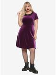 Purple Velvet Collared Dress Plus Size, , alternate
