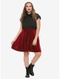 Burgundy Velvet Skater Skirt Plus Size, BURGUNDY, alternate