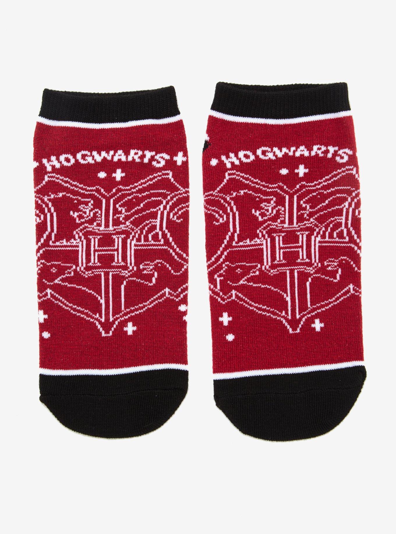 Harry Potter Hogwarts Crest Line Art No-Show Socks, , alternate