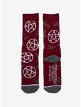 Supernatural Burgundy Symbols Crew Socks, , alternate