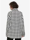 Black & White Check Girls Oversized Button-Up Flannel, BLACK, alternate