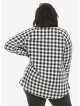 Black & White Check Girls Oversized Button-Up Flannel Plus Size, BLACK, alternate