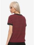 I'd Rather Be Alone Burgundy Stripe Girls T-Shirt, BURGUNDY, alternate