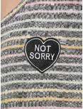 Not Sorry Heart Patch Girls Ribbed Top, BLACK, alternate