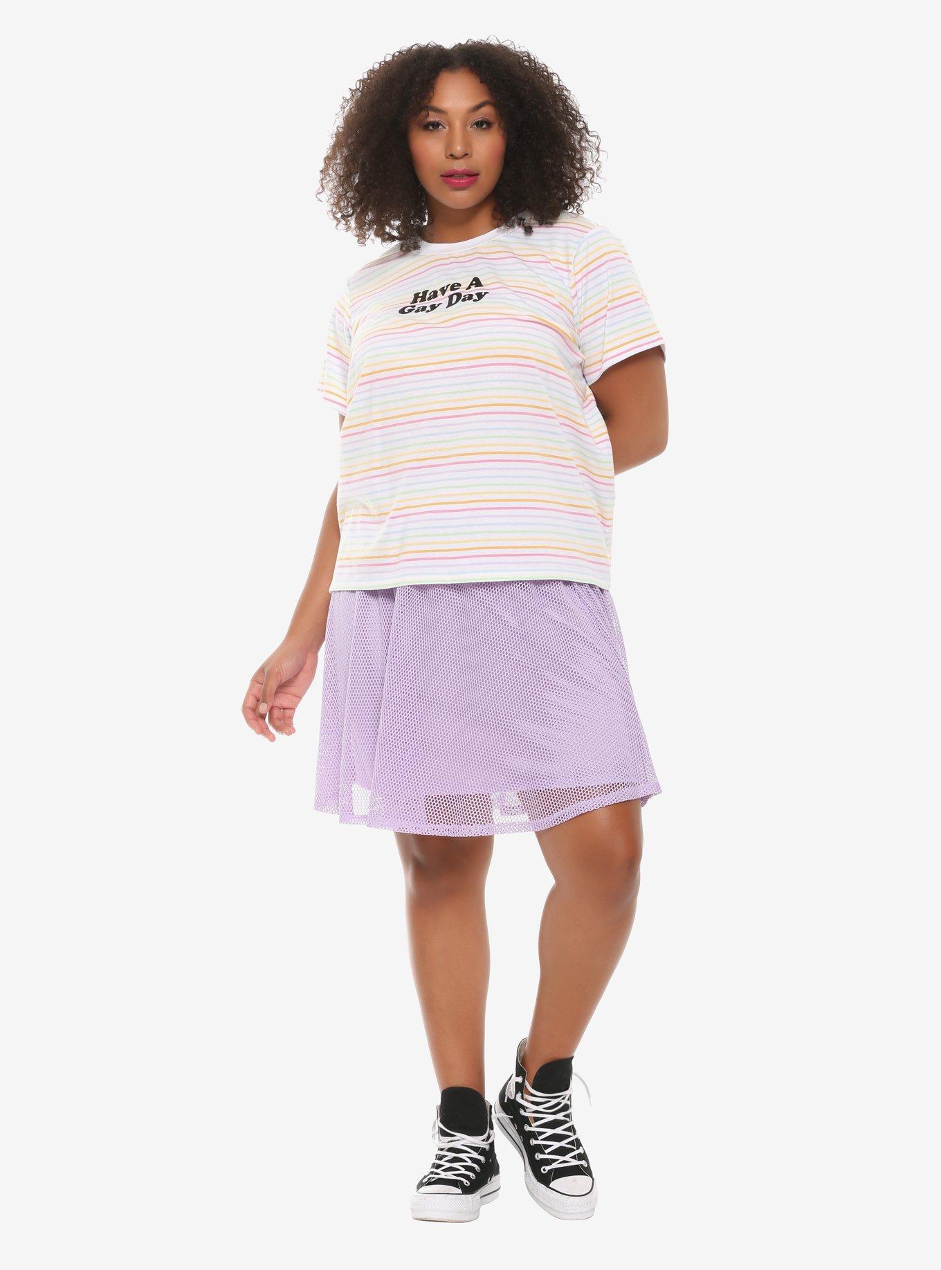 Have A Gay Day Rainbow Stripe Girls T-Shirt Plus Size, RAINBOW, alternate