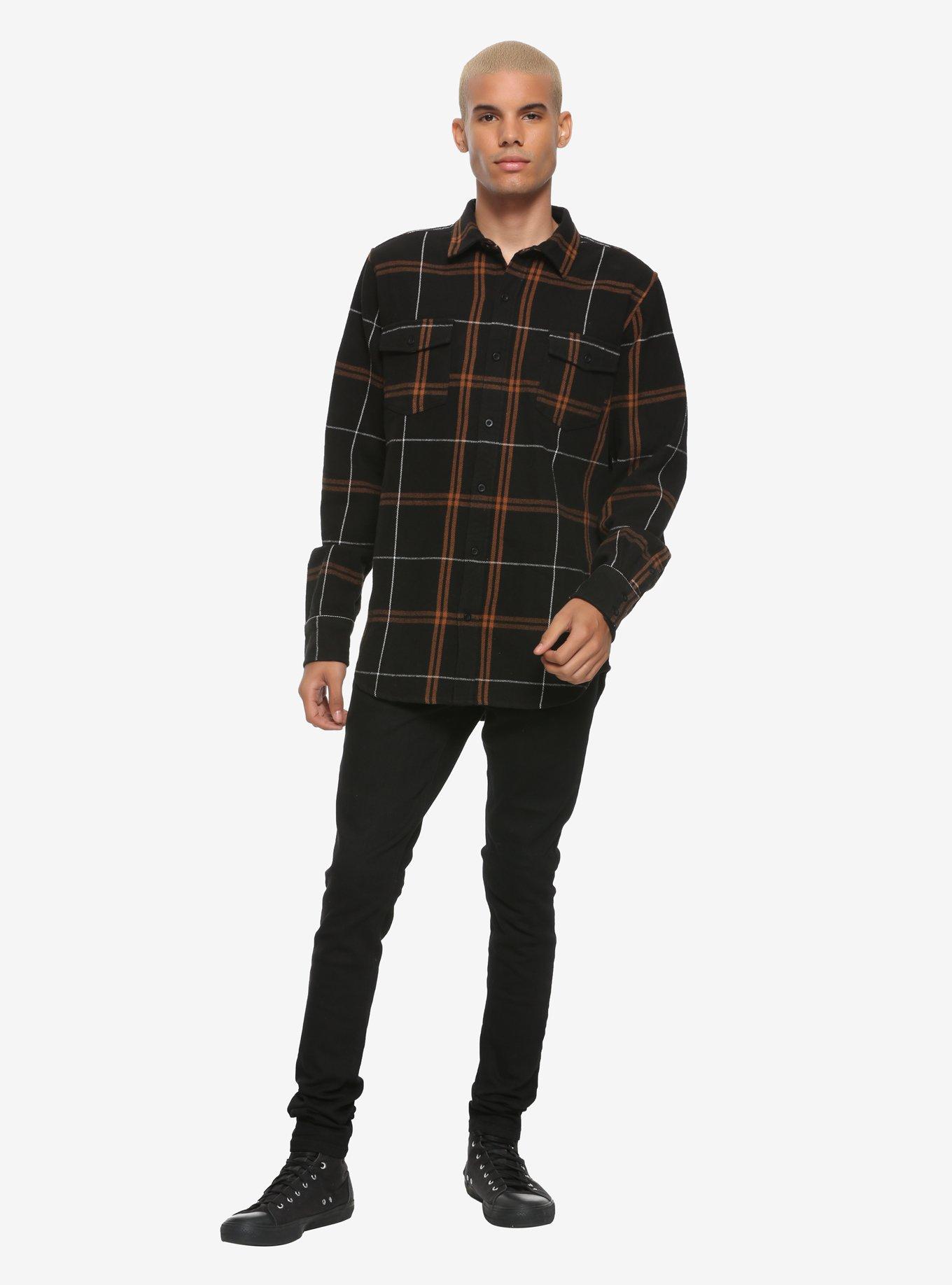 Black & Brown Plaid Woven Button-Up, , alternate