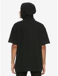 Solid Black Short-Sleeve Hoodie, BLACK, alternate
