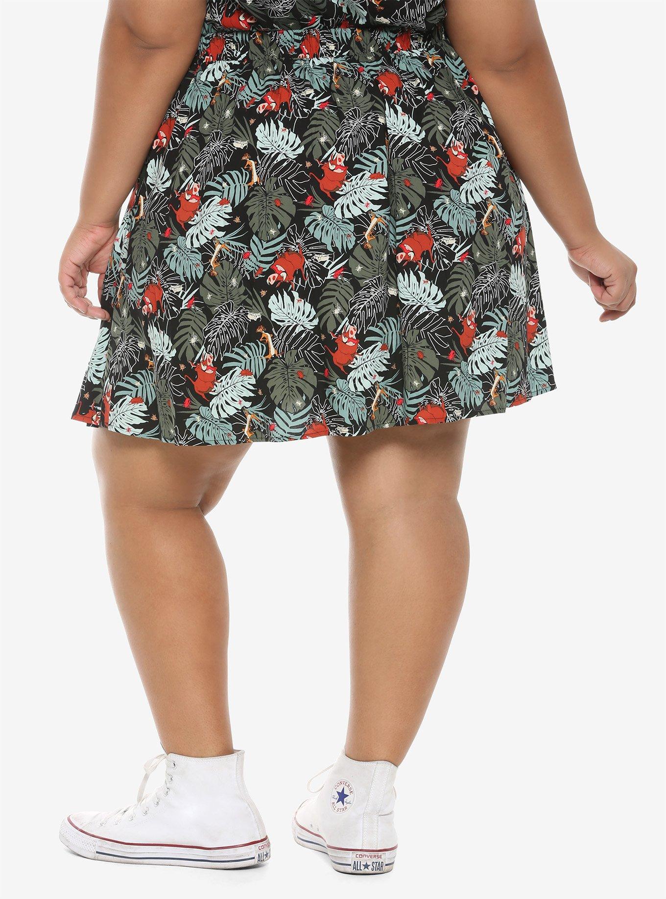 Disney The Lion King Timon & Pumbaa Jungle Button-Front Skirt Plus Size, MULTI, alternate
