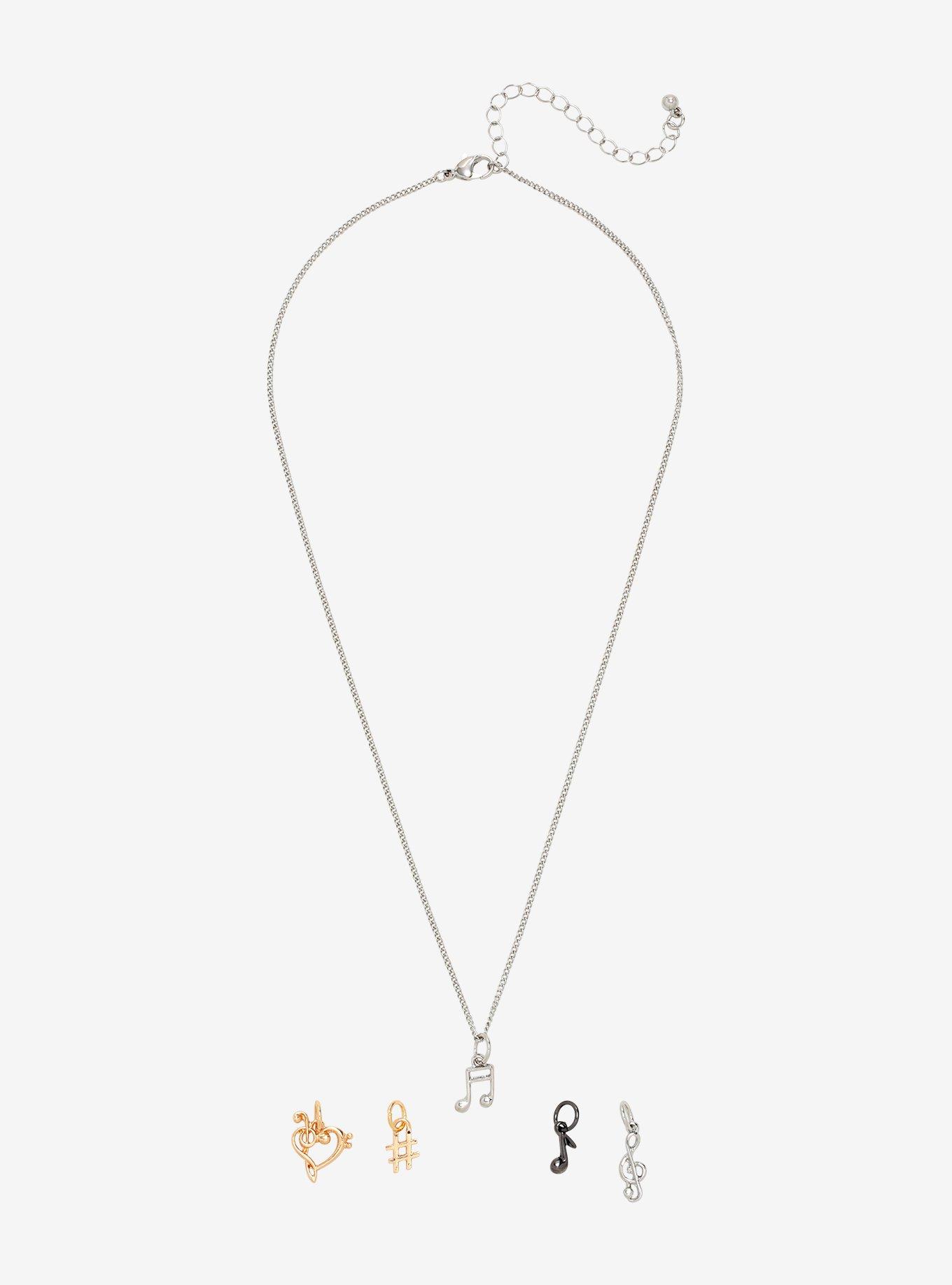 Music Notes Multi Charm Necklace, , alternate