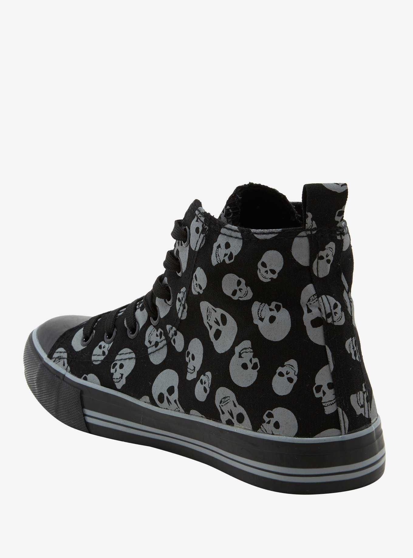 Grey Skulls Hi-Top Sneakers, , hi-res