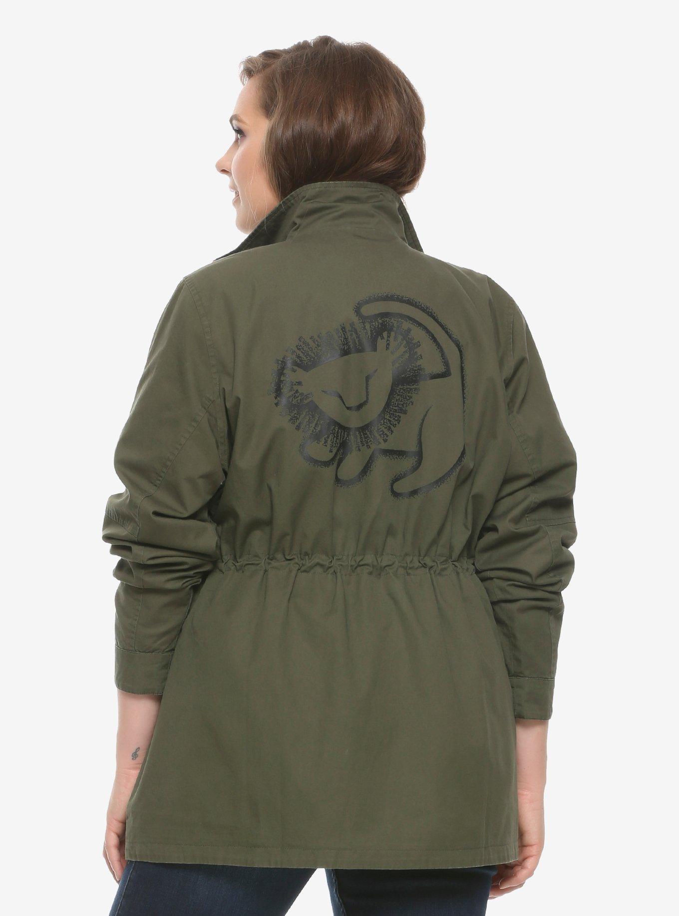 Her Universe Disney The Lion King Simba Drawing Girls Cargo Jacket Plus Size, BLACK, alternate