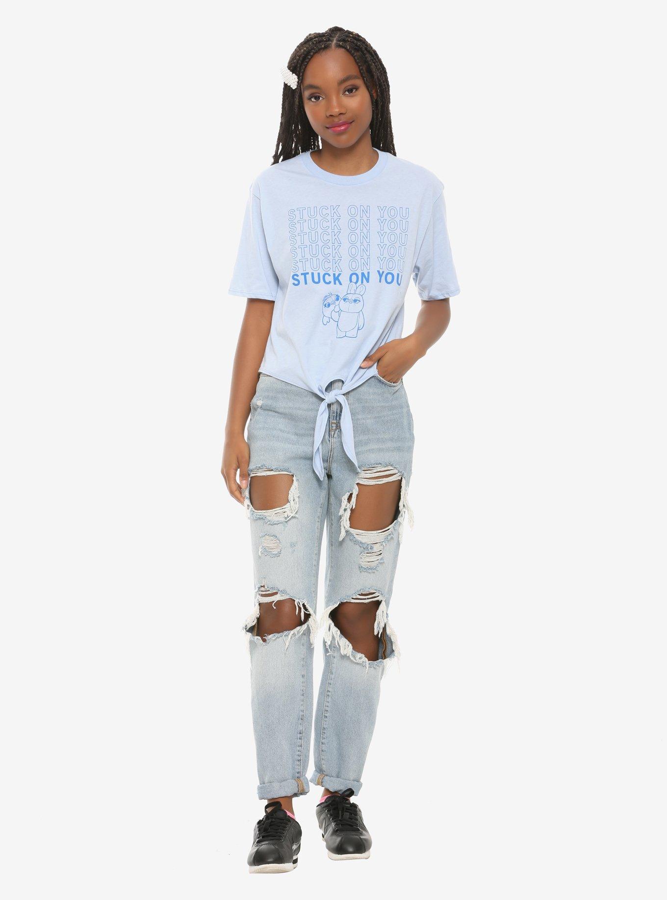 Disney Pixar Toy Story 4 Duck & Bunny Tie-Front Girls T-Shirt, BLUE, alternate