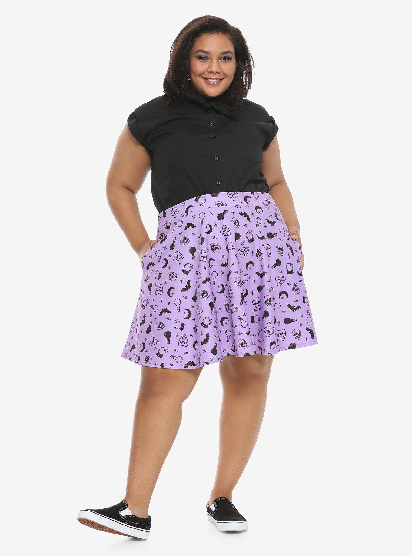 Lavender Witch Skater Skirt Plus Size, , alternate