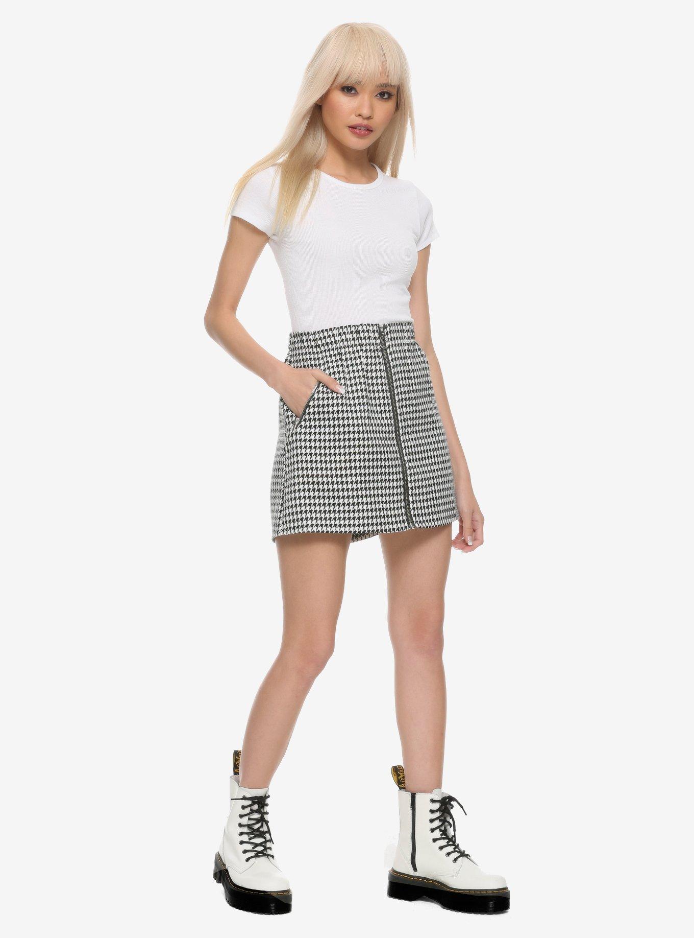 Houndstooth Zipper Skirt, MULTI, alternate