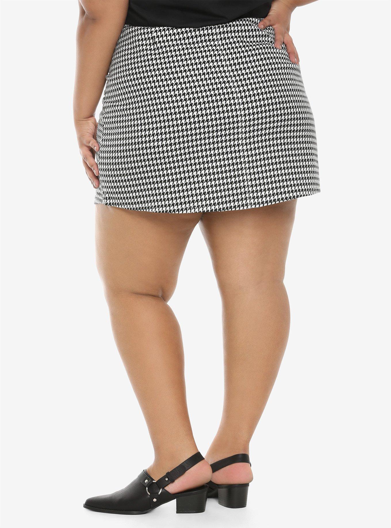 Houndstooth Zipper Skirt Plus Size, MULTI, alternate