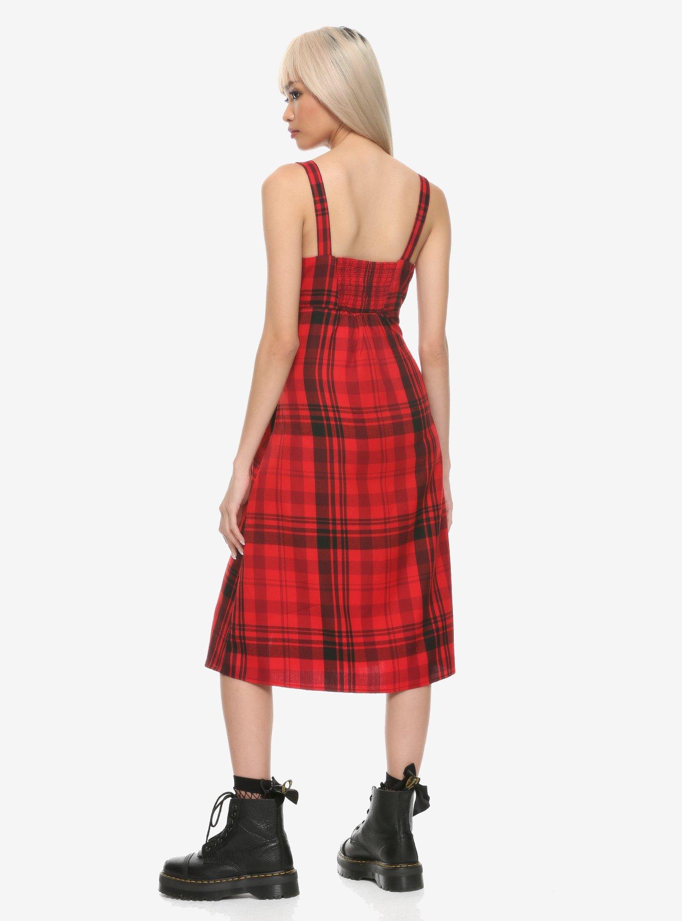 Plaid Pinafore Midi Dress, PLAID, alternate