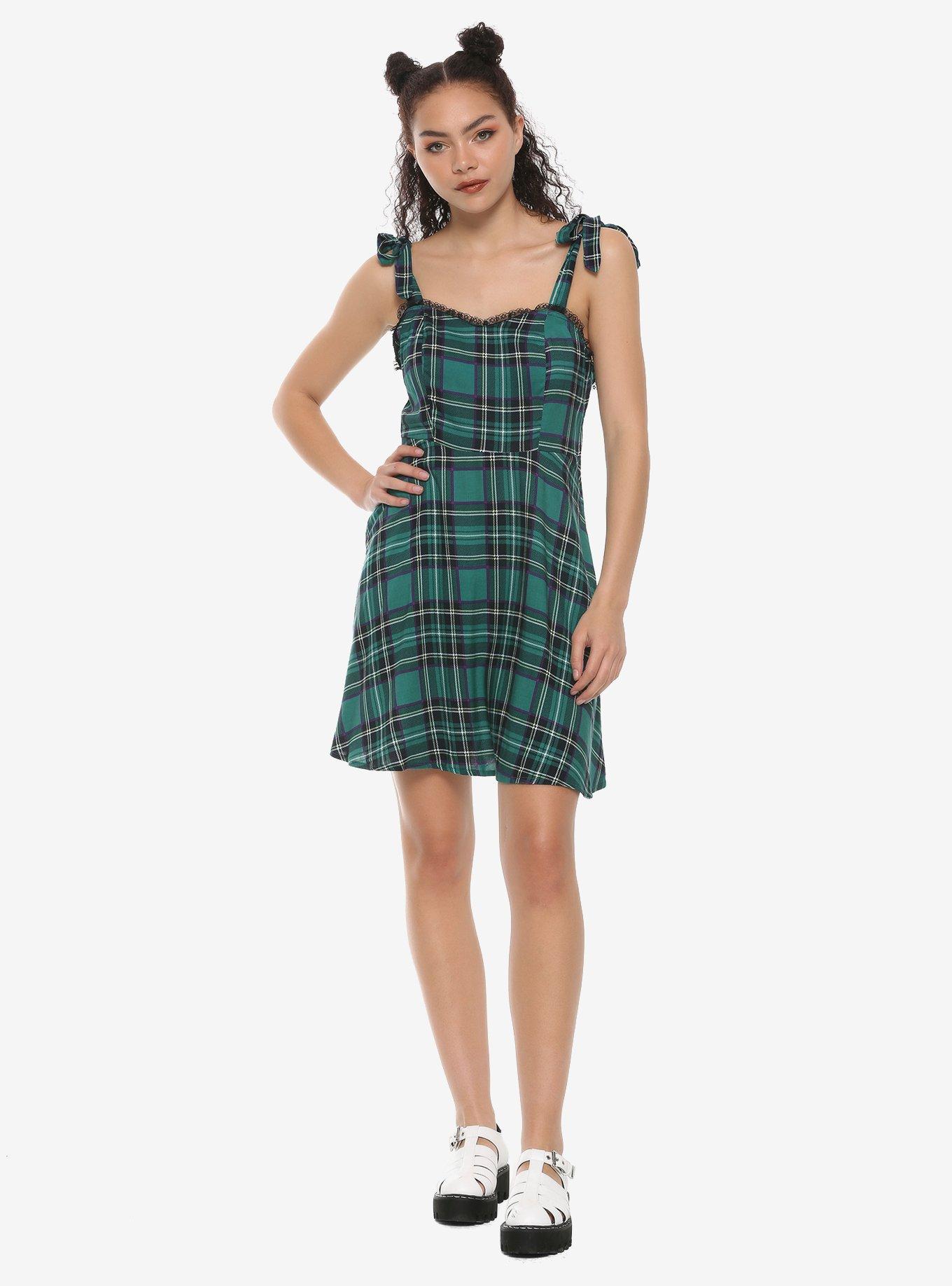 Green & Purple Plaid Dress, PLAID, alternate