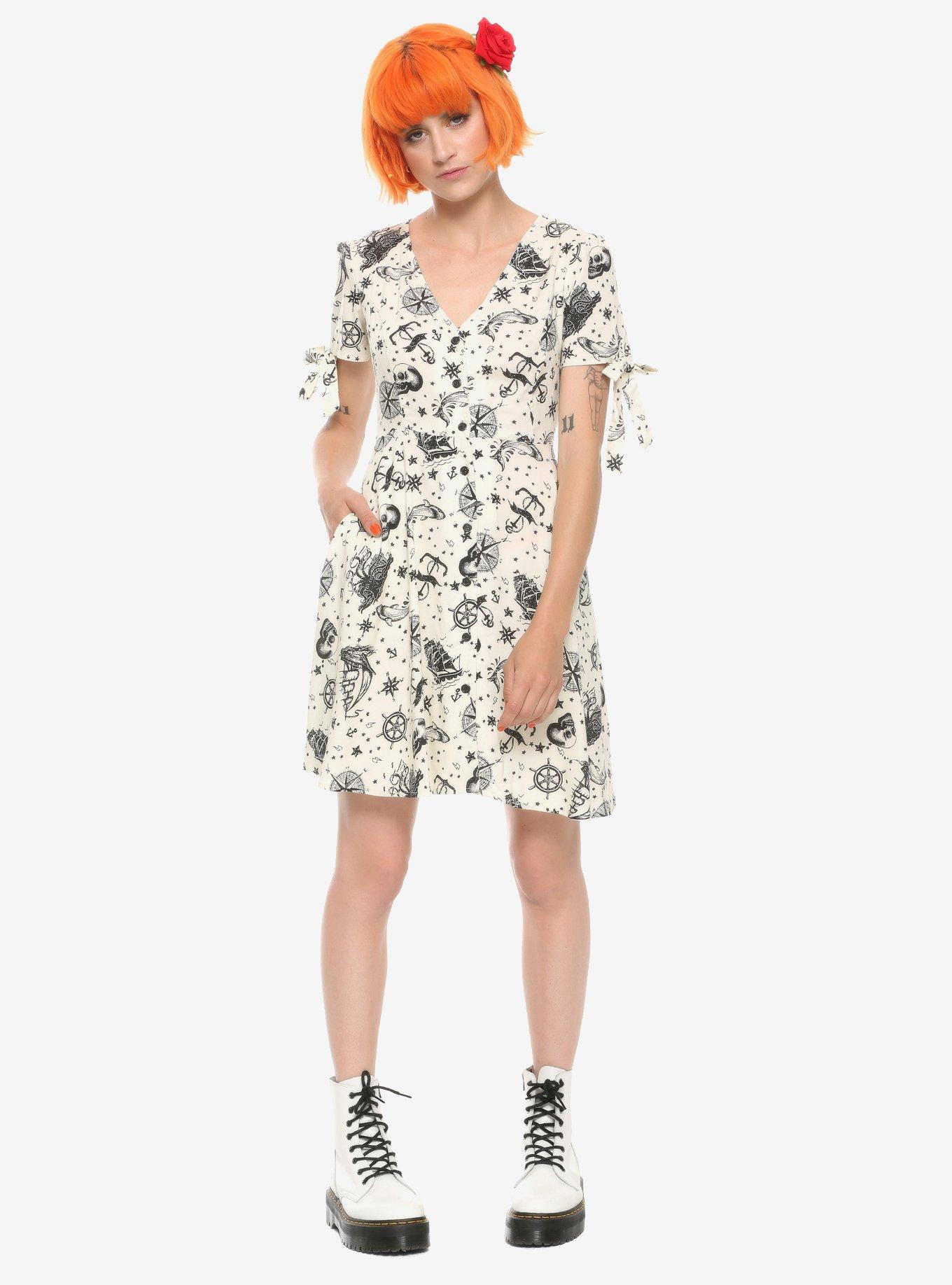 Nautical Skull Button-Up Dress, , alternate
