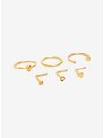 Steel Gold Hear & Yellow CZ Nose Stud & Hoop 6 Pack, GOLD, alternate