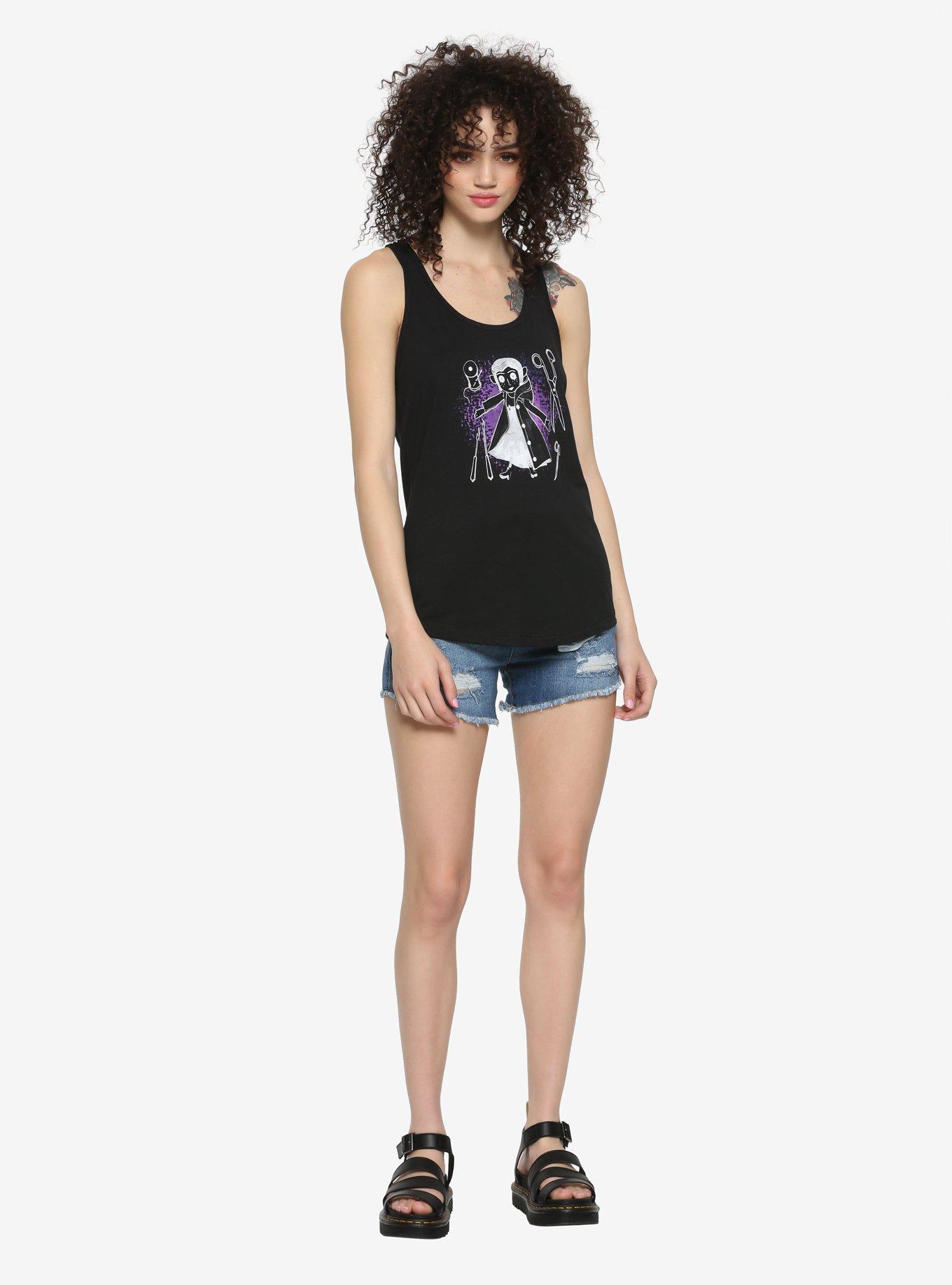 Coraline Doll Line Art Girls Tank Top, , alternate
