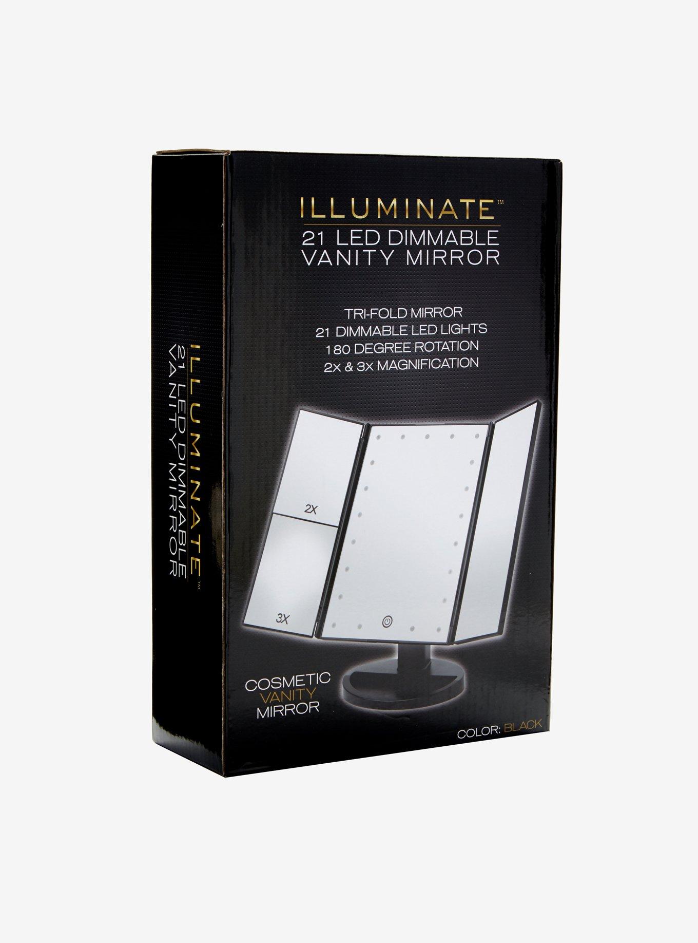 Black Light-Up Tri-Fold Vanity Mirror, , alternate